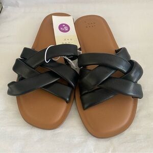 Women's Rory Padded Slide Sandals - A New Day Black Size 5.5 W